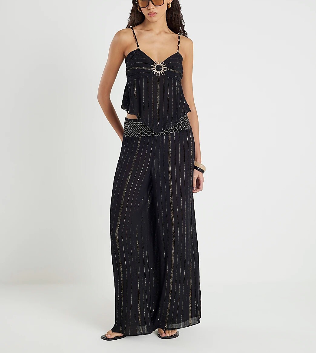 Black Gold黑金色亮蔥金屬環縫珠上衣