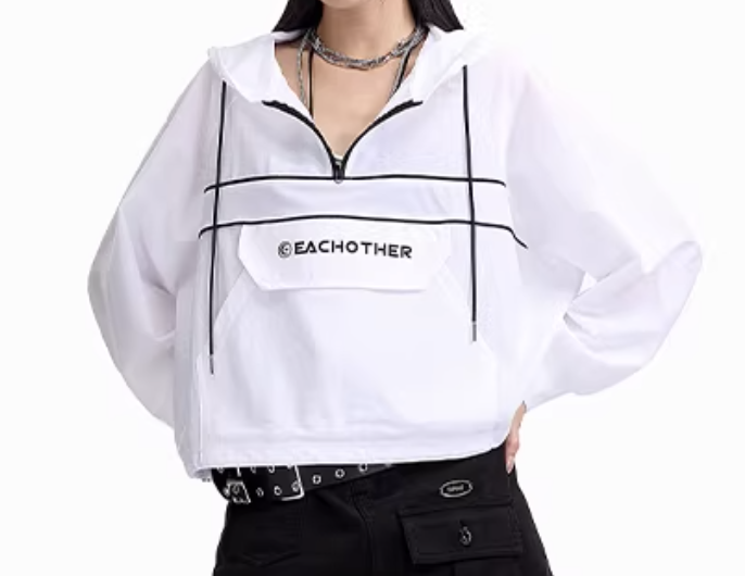 0403gz02-春季服飾-半拉鍊運動連帽防曬罩上衣(A2)