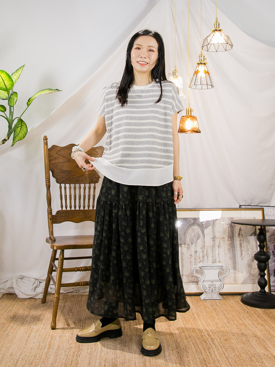 【3/4-7/4限時優惠】【3-7/4滿$1000送禮物】下擺麻棉料 RUFFLE邊．橫間線仔料TOP