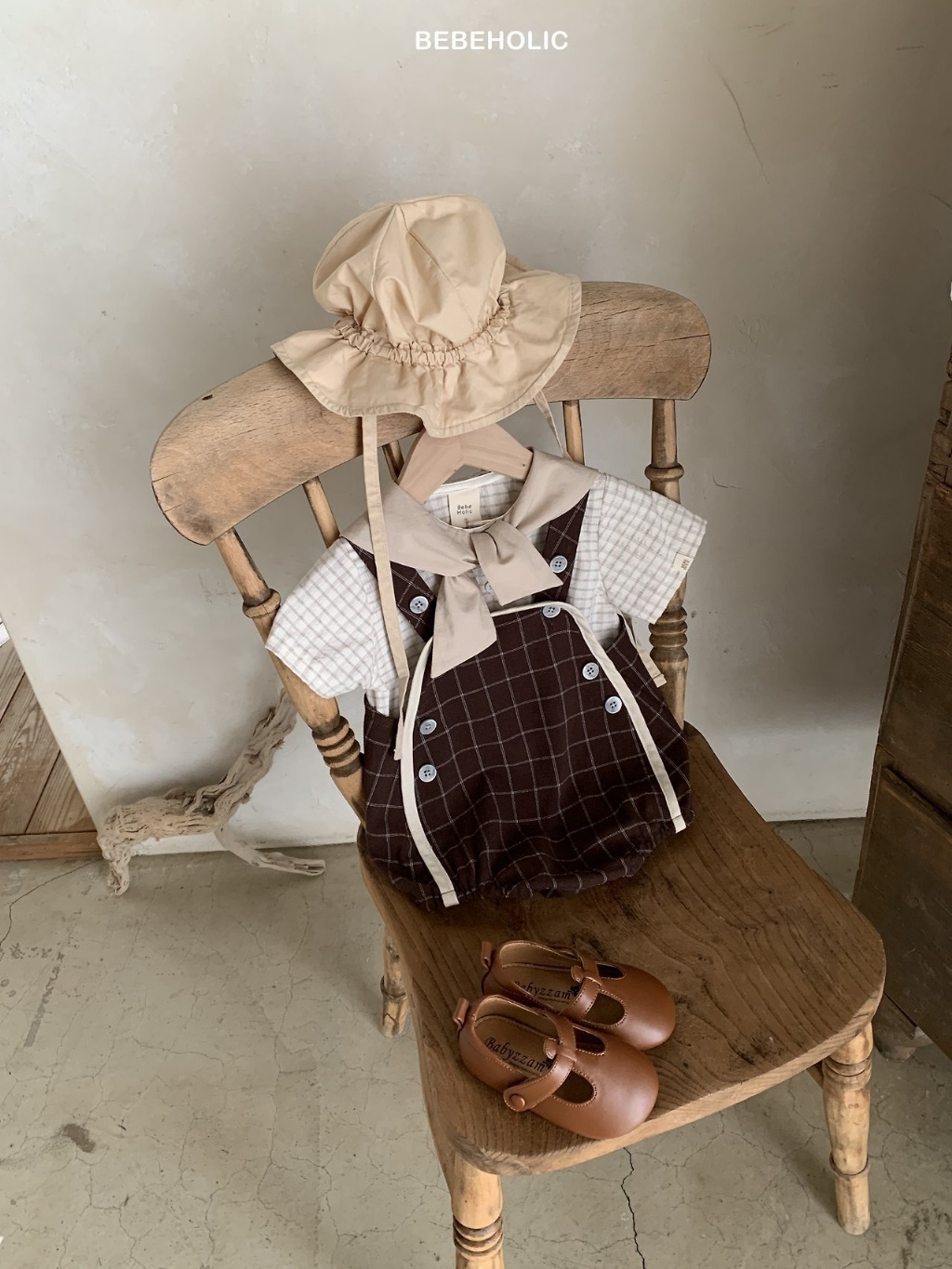 正韓夏bebeholic 嫩嬰方塊吊帶包屁衣