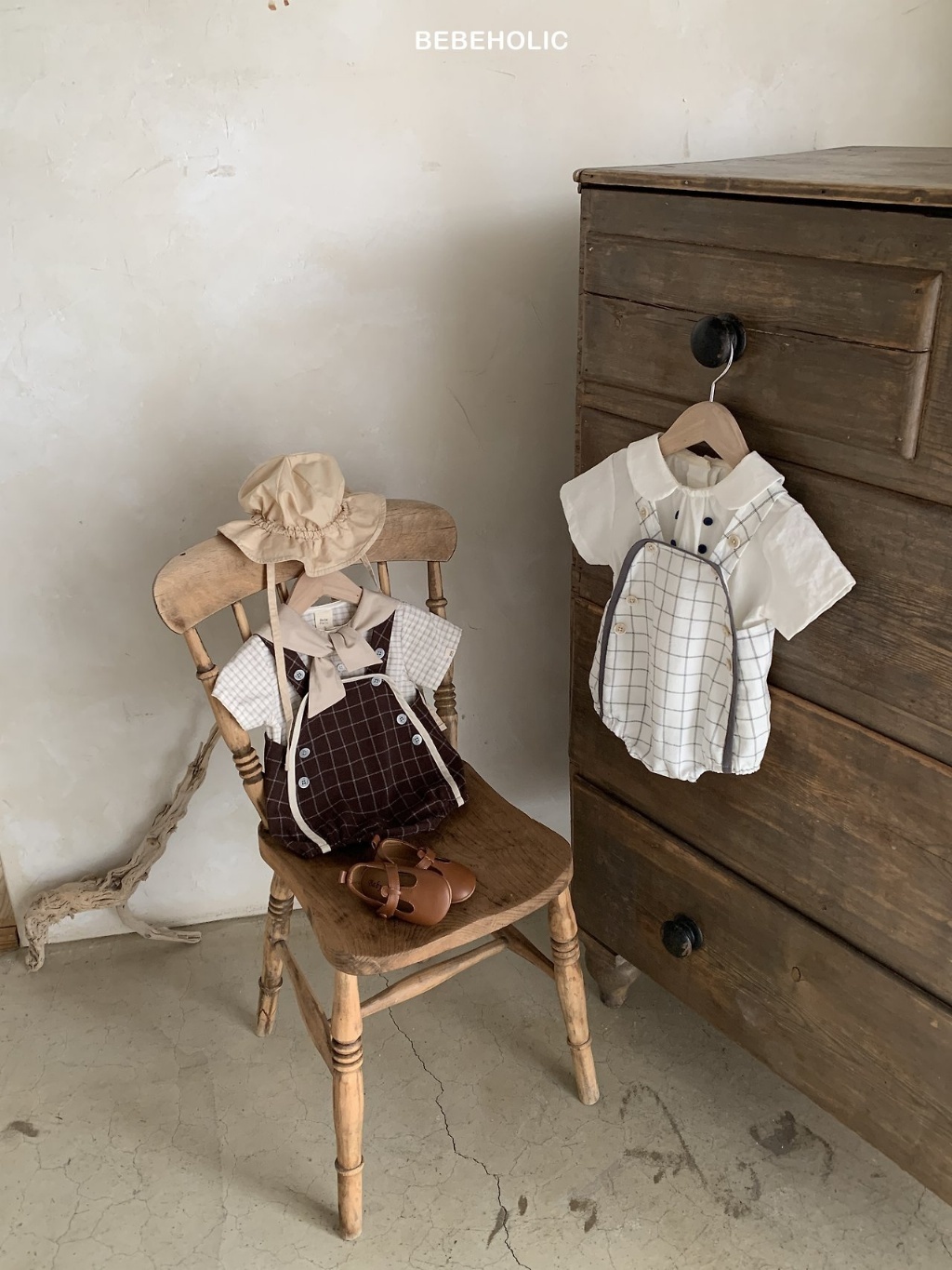 正韓夏bebeholic 嫩嬰方塊吊帶包屁衣