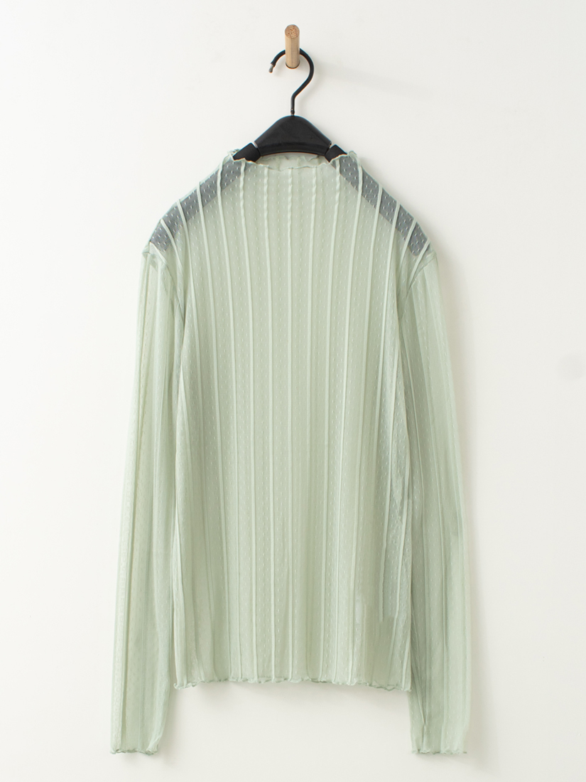 氣質點點條紋透膚內搭上衣