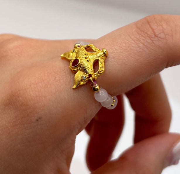 AB260402-K6-4*4 925銀九尾狐乾坤玉戒指-+(預計5月尾到貨)(只限尖沙咀門市自取不包郵)