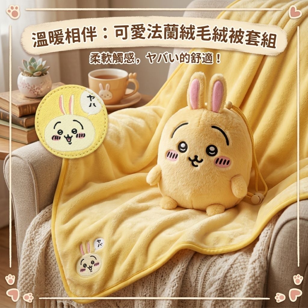 吉伊卡哇 3D公仔 多用途法蘭絨毛絨被 | 毛毯 |兔兔 (日本直送)