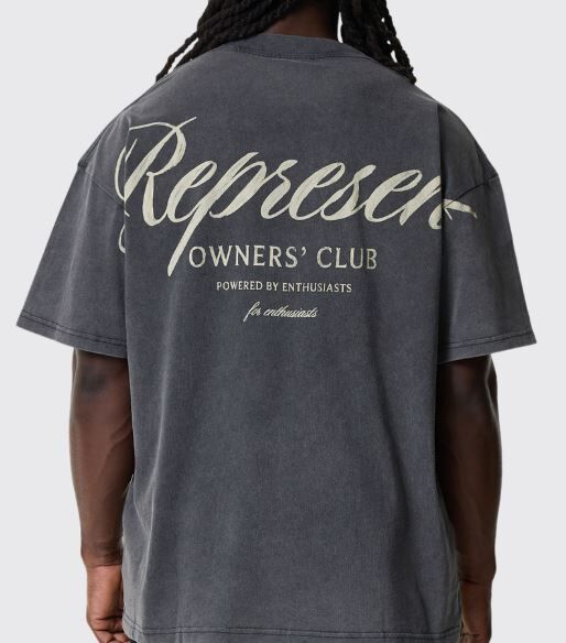 Represent 水洗灰草寫字樣短袖 【CC-1010247-001】