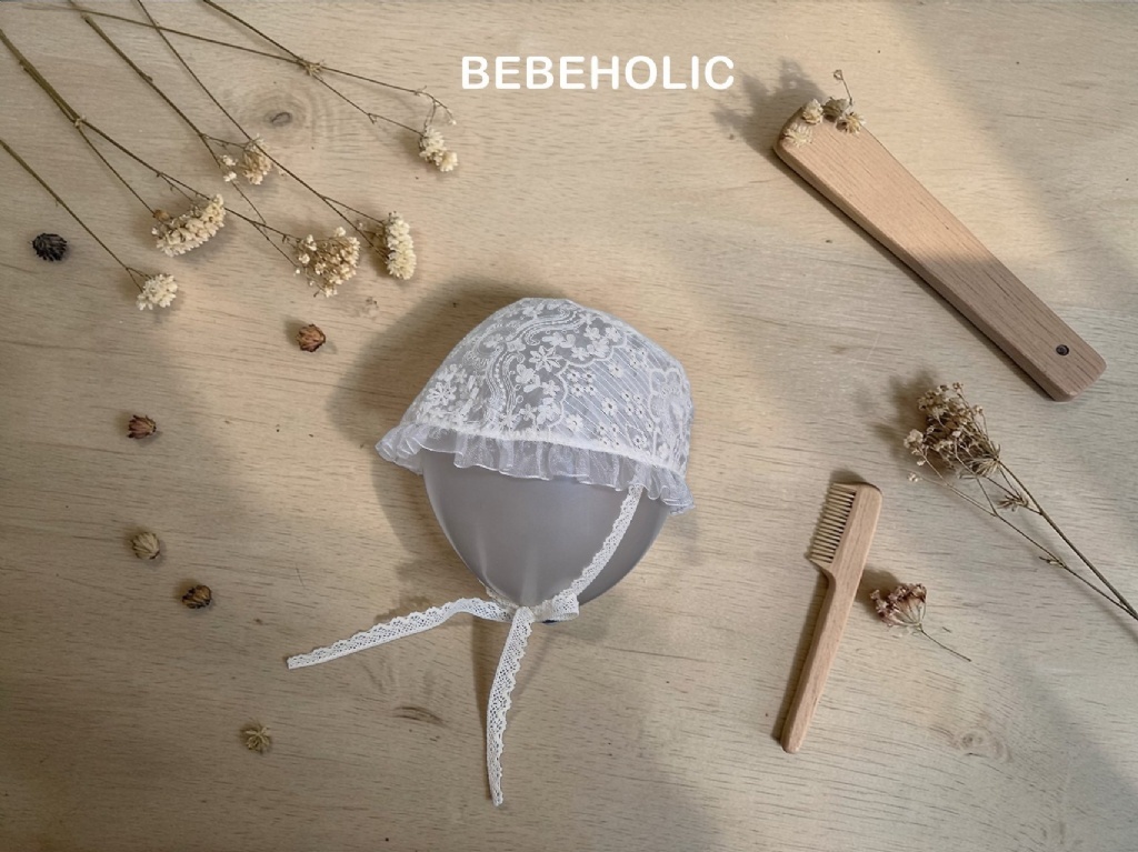 正韓夏bebeholic 嫩嬰花花蕾絲綁帶帽