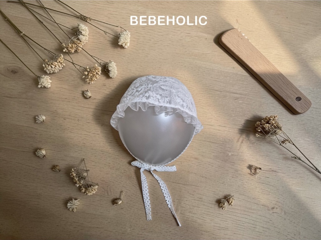 正韓夏bebeholic 嫩嬰花花蕾絲綁帶帽