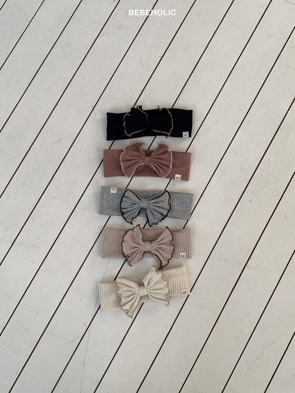 正韓夏bebeholic 嫩嬰五色滾邊髮帶