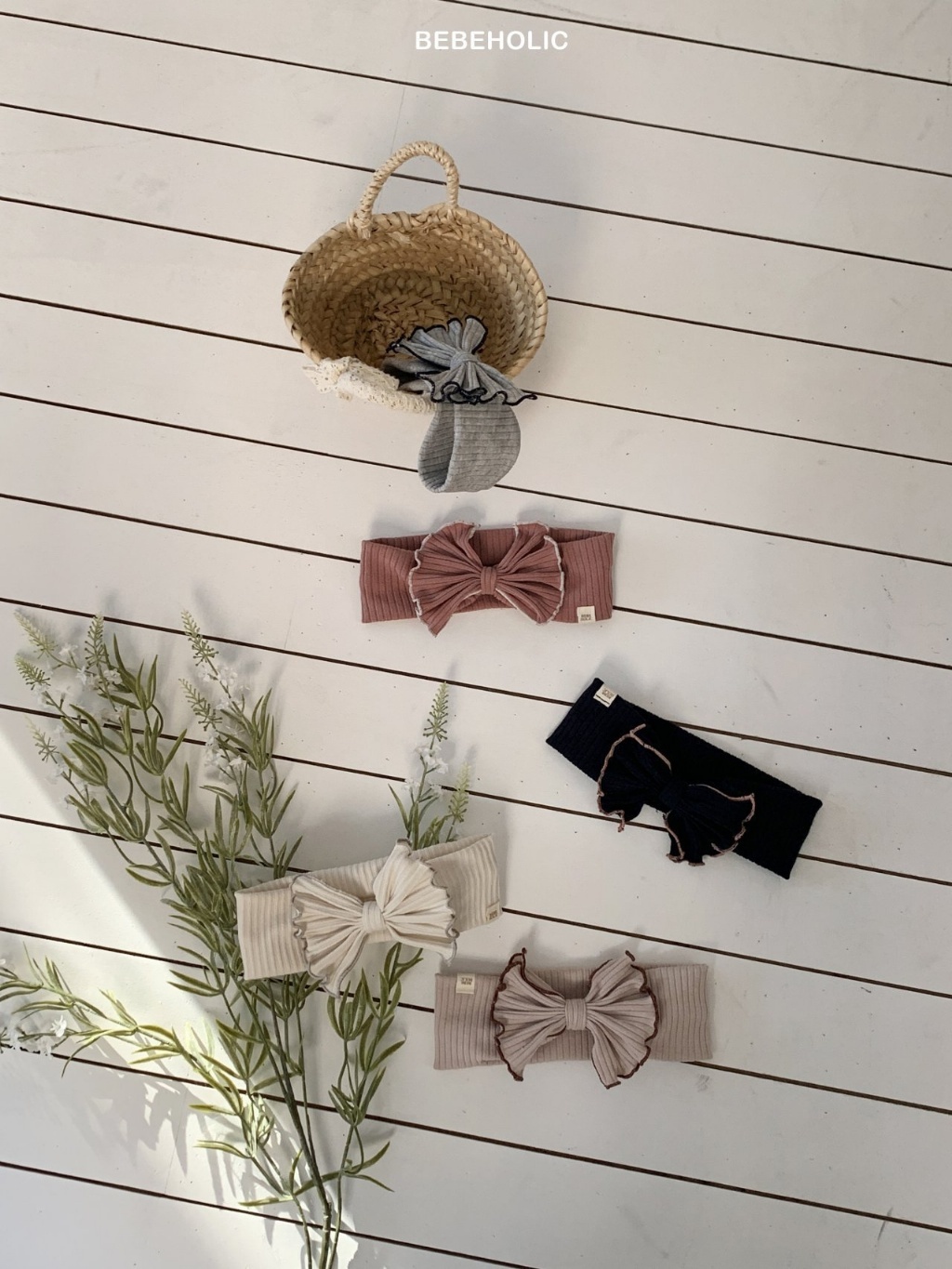 正韓夏bebeholic 嫩嬰五色滾邊髮帶