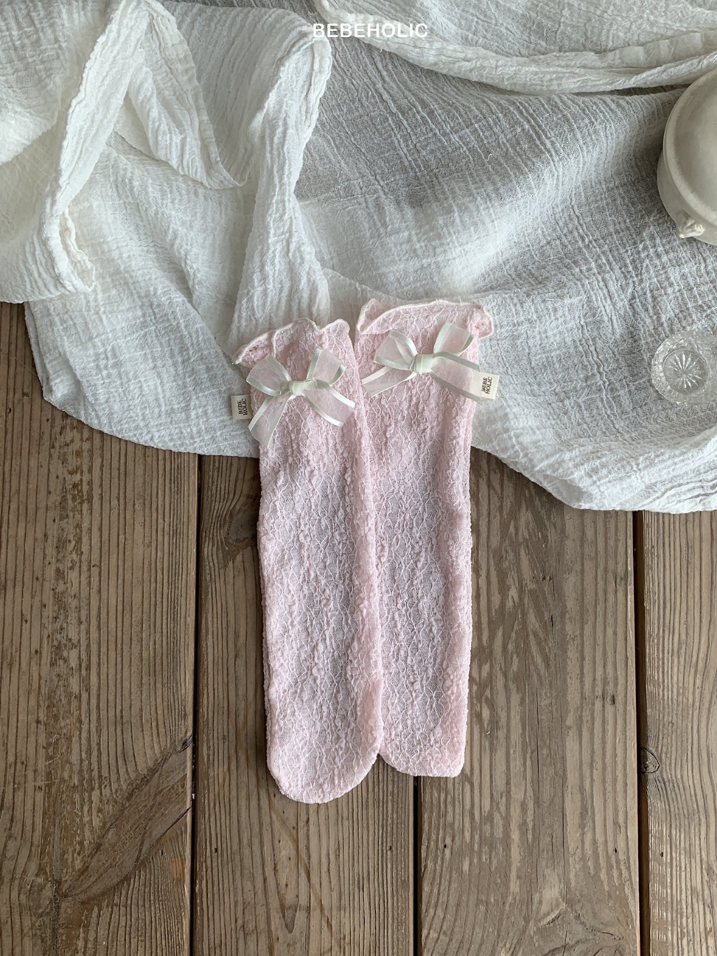 正韓夏bebeholic 嫩嬰蝴蝶結蕾絲襪