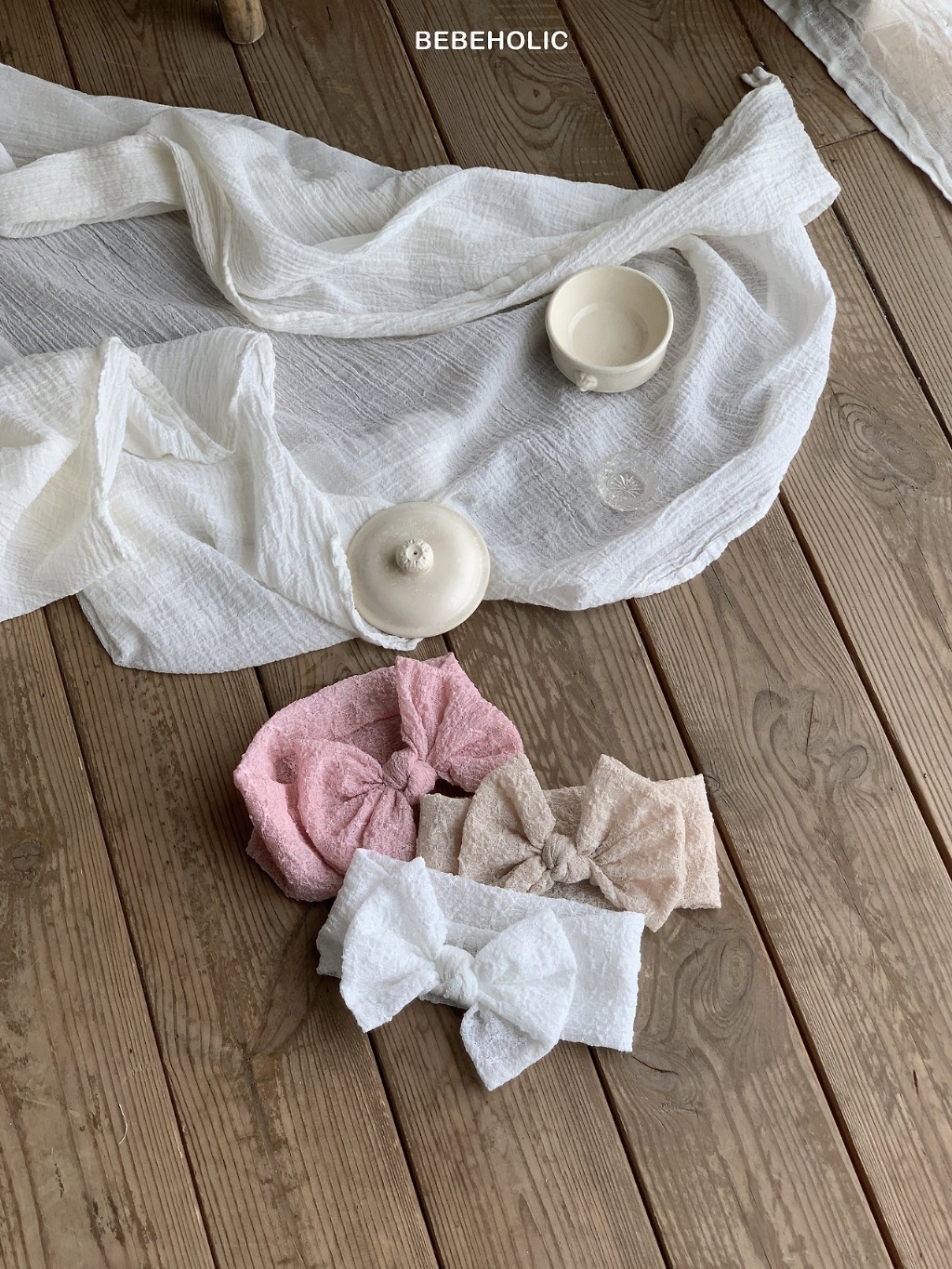 正韓夏bebeholic 嫩嬰三色大蝴蝶結髮帶