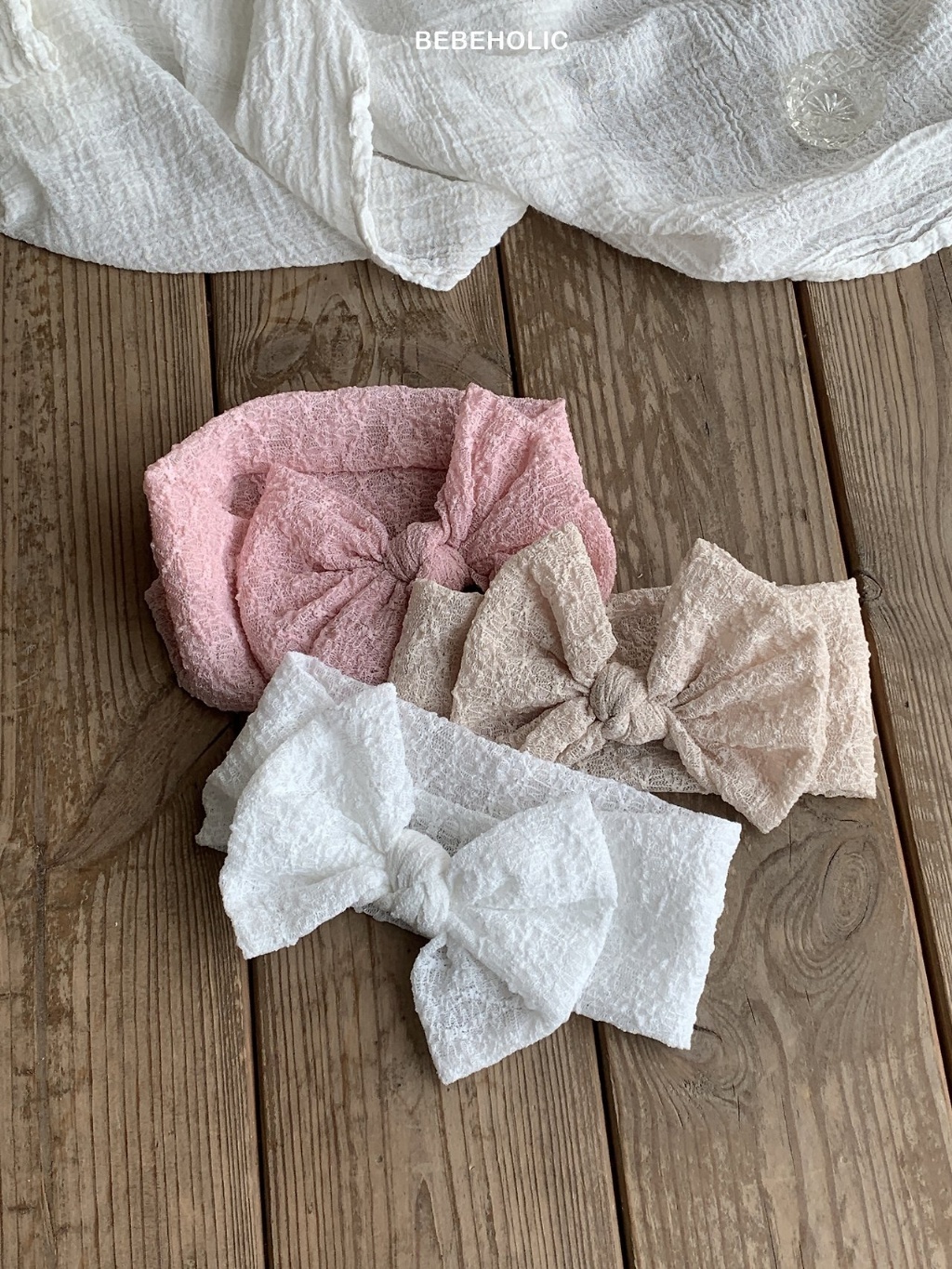 正韓夏bebeholic 嫩嬰三色大蝴蝶結髮帶