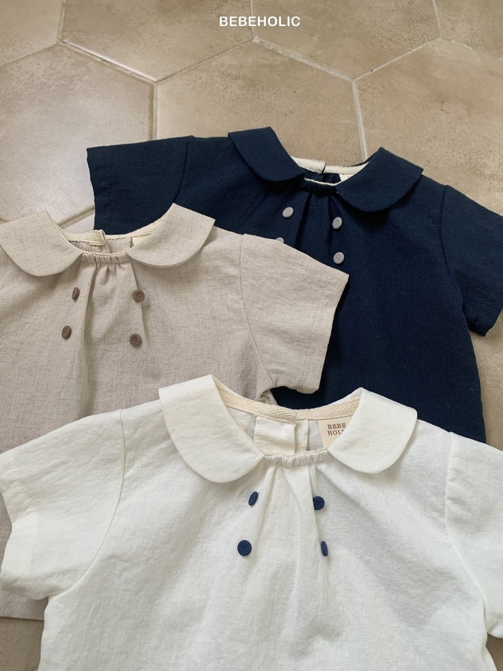 正韓夏bebeholic 嫩嬰三色小領邊上衣