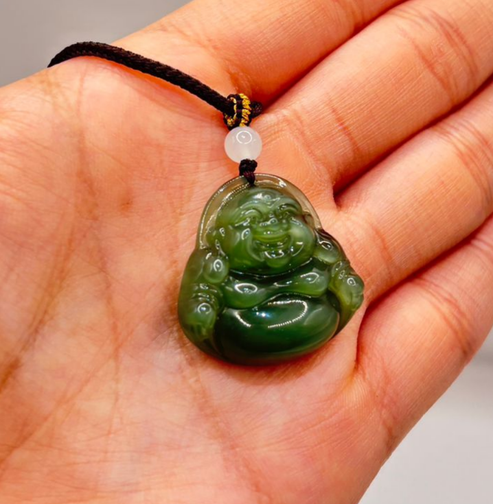 AB260402-K55-收藏級貓眼俄羅斯碧玉（最頂級辣陽綠）佛公吊墜繩鏈-(預計5月尾到貨)(只限尖沙咀門市自取不包郵)（一物一證書）