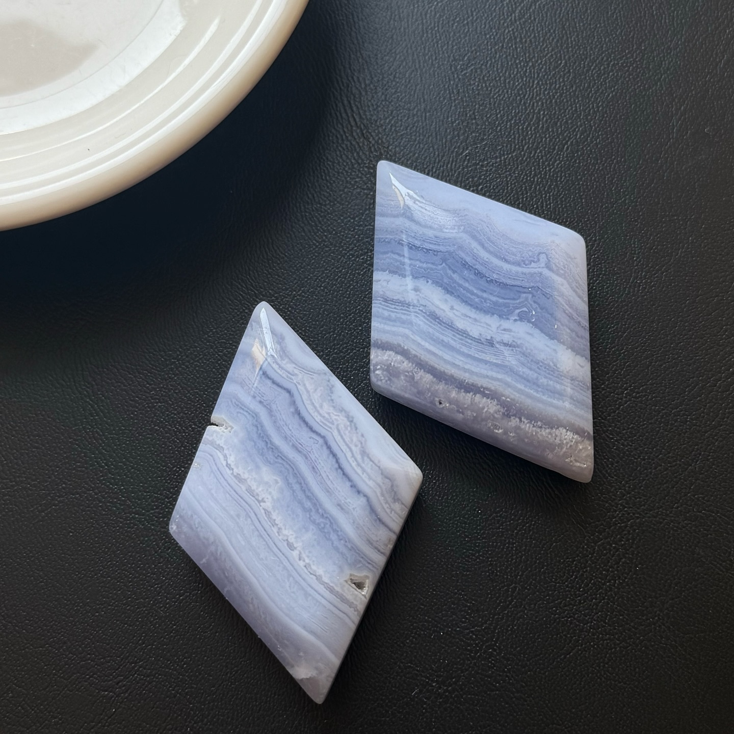 [原石] 藍紋瑪瑙 菱形 水晶擺飾