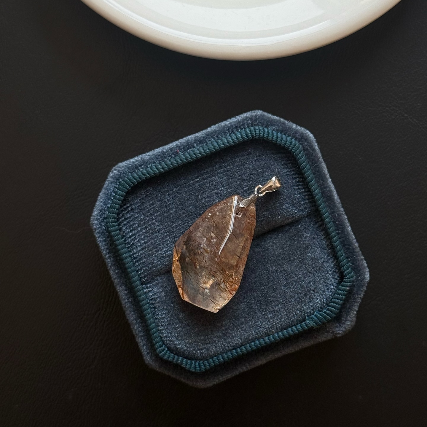 [原石] 黑金超七 925銀項鍊吊墜