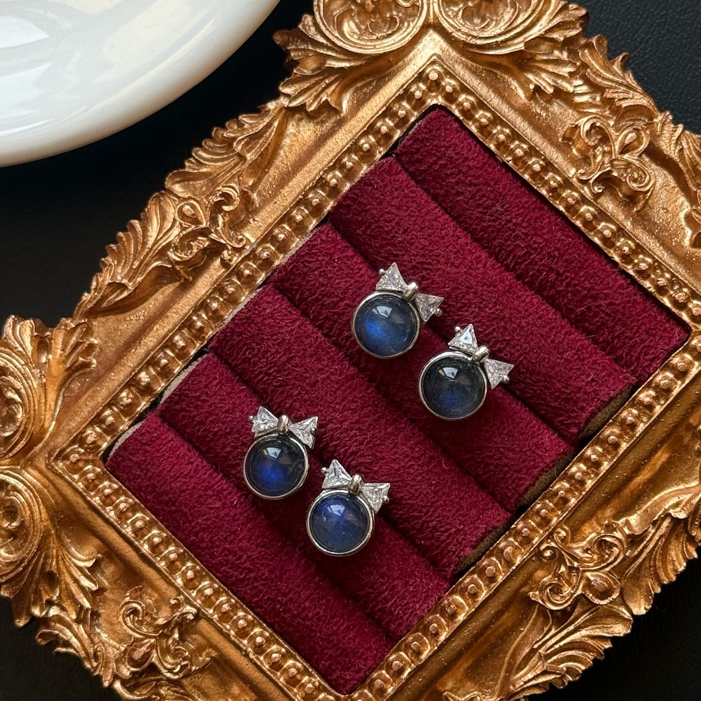 [原石] 魔鬼拉長石 925銀耳環