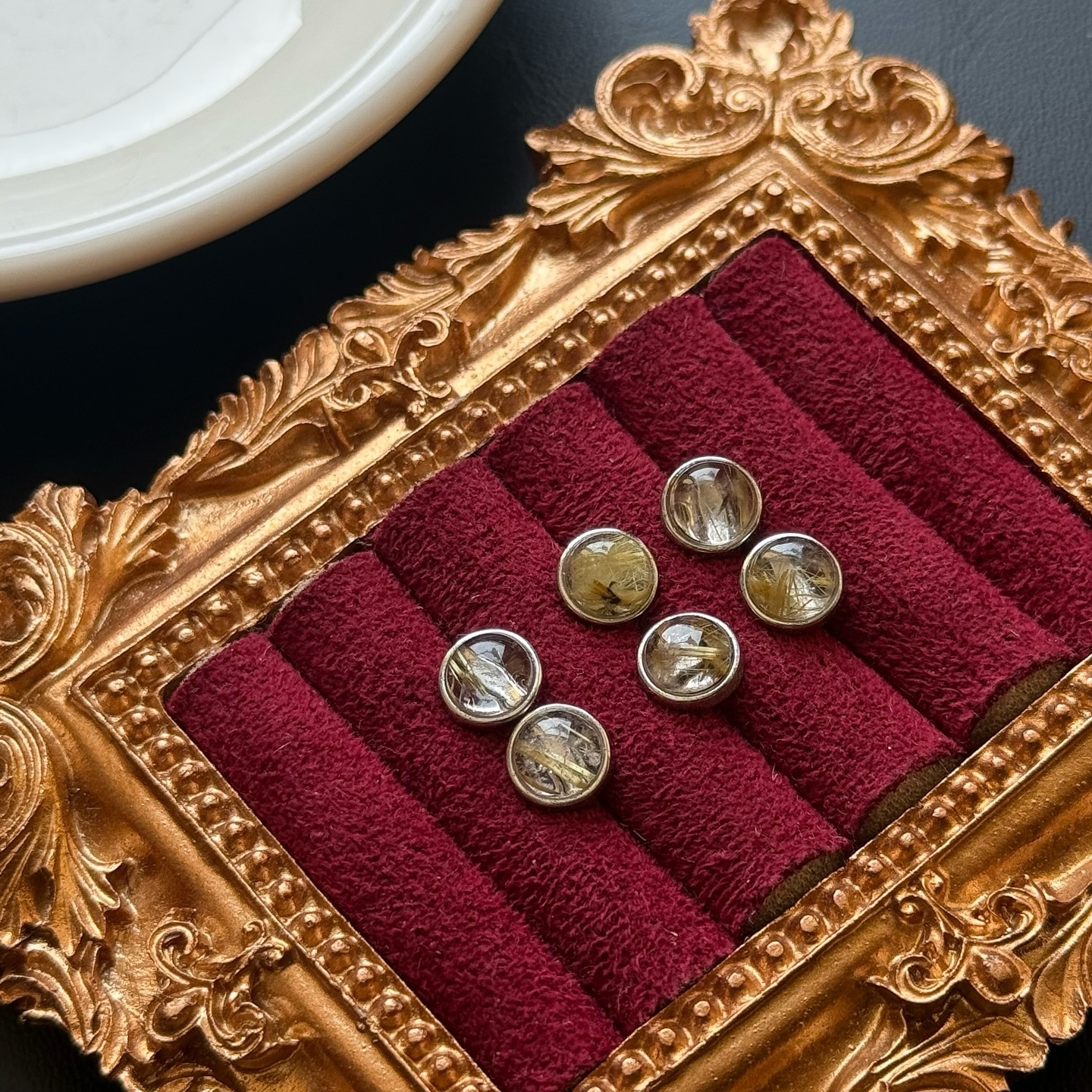 [原石] 金髮晶 925銀耳環