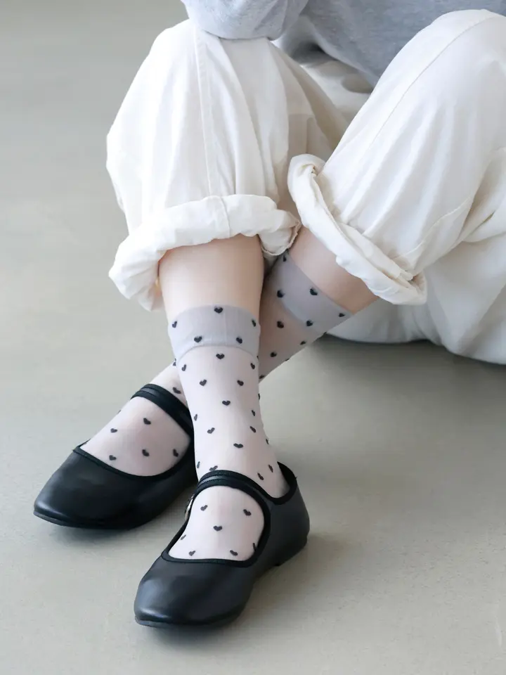 [連線優惠] 靴下屋 薄紗透膚心型短襪