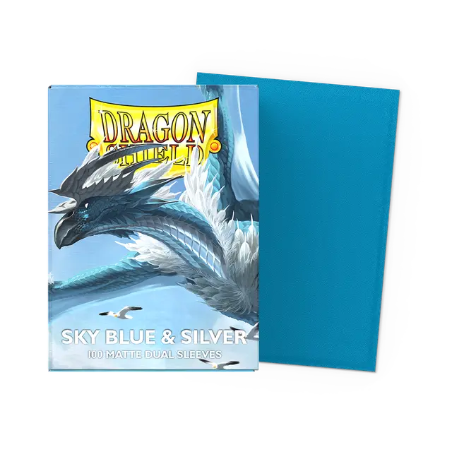 Dragon Shield - 100 Deck Protector Sleeves - Standard Size - Matte Dual - Sky Blue & Silver - AT-15074