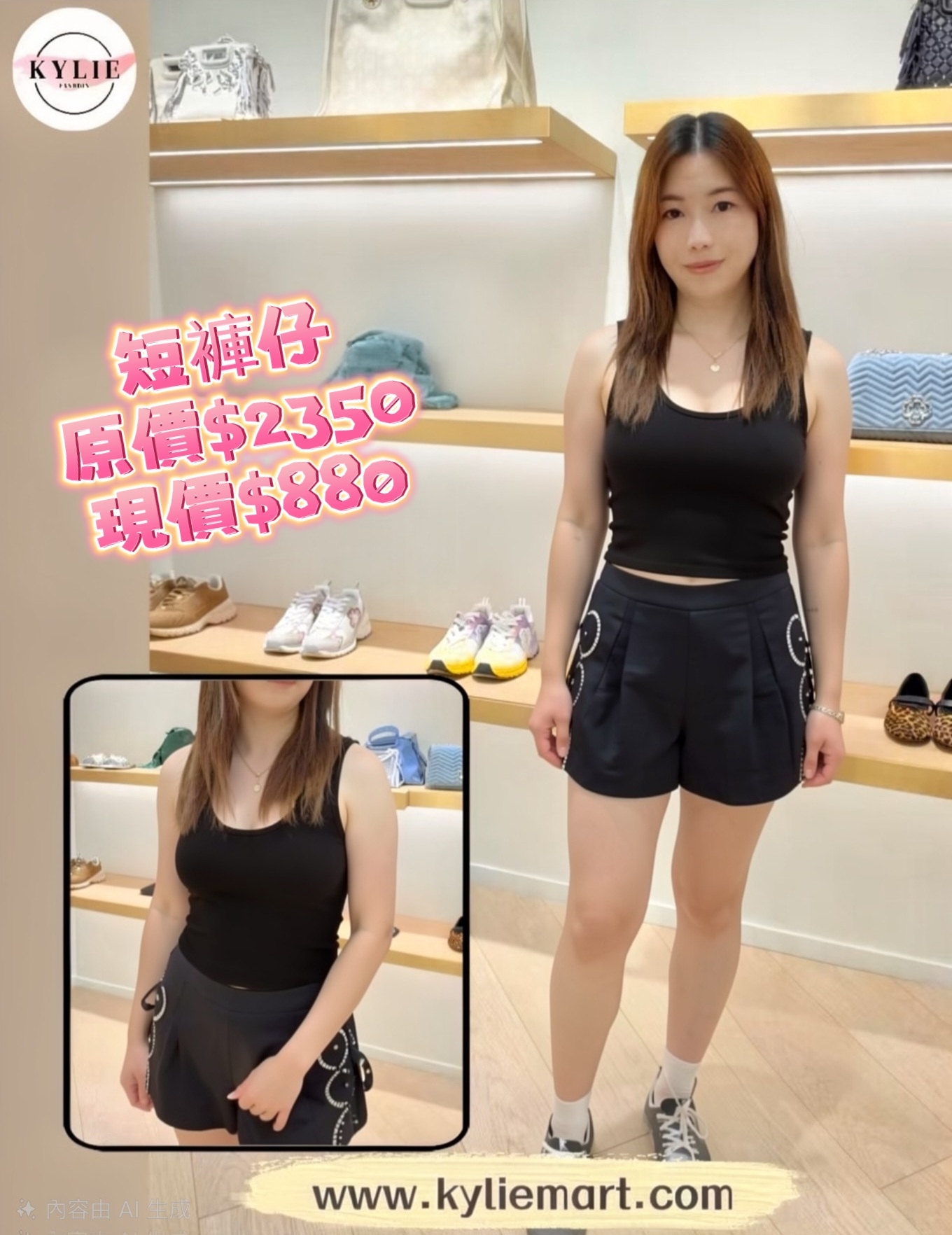 Maje 黑色兩側有圓型圖案短褲 #MFPSH00521