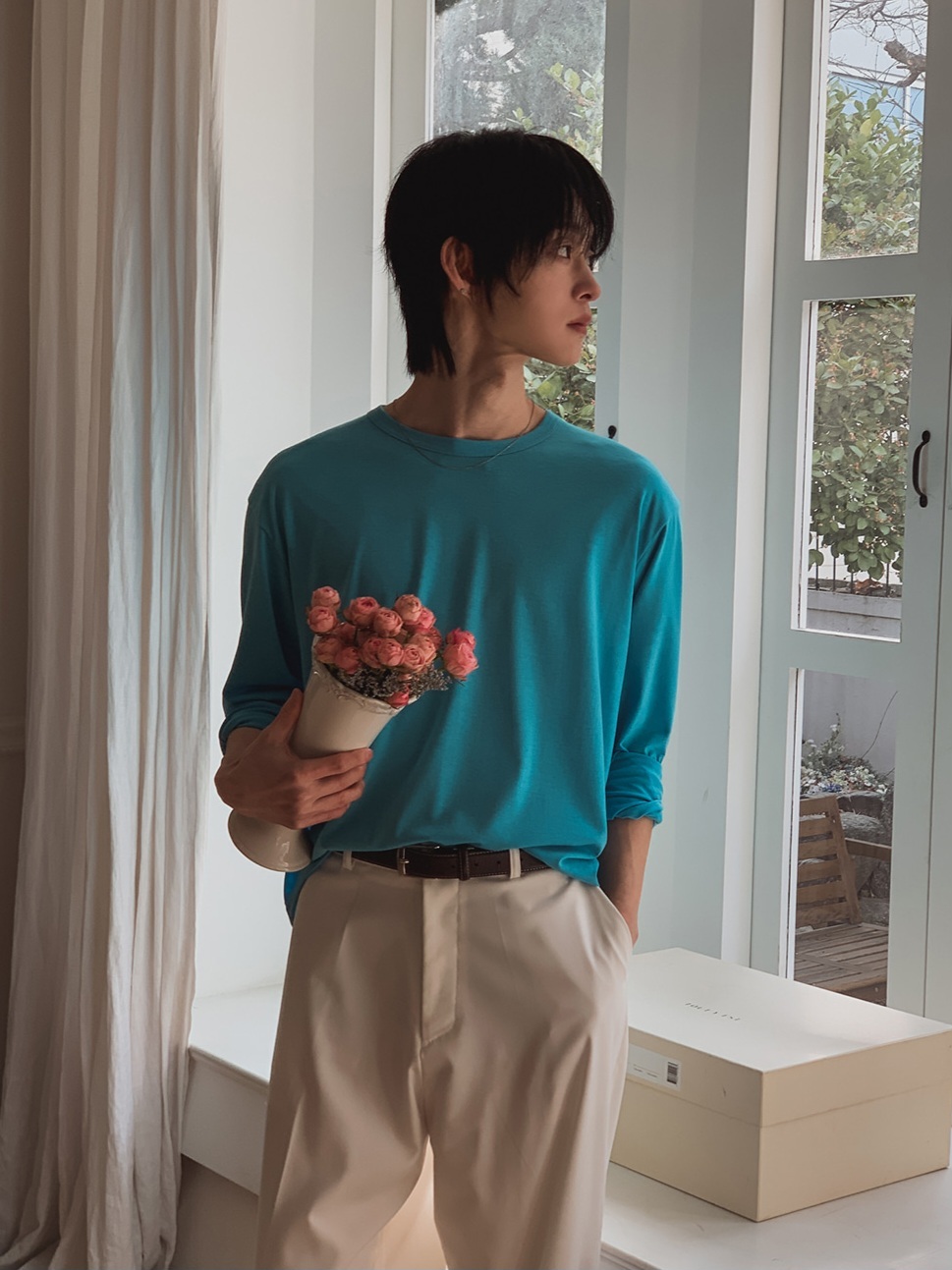 天絲短款長袖T恤