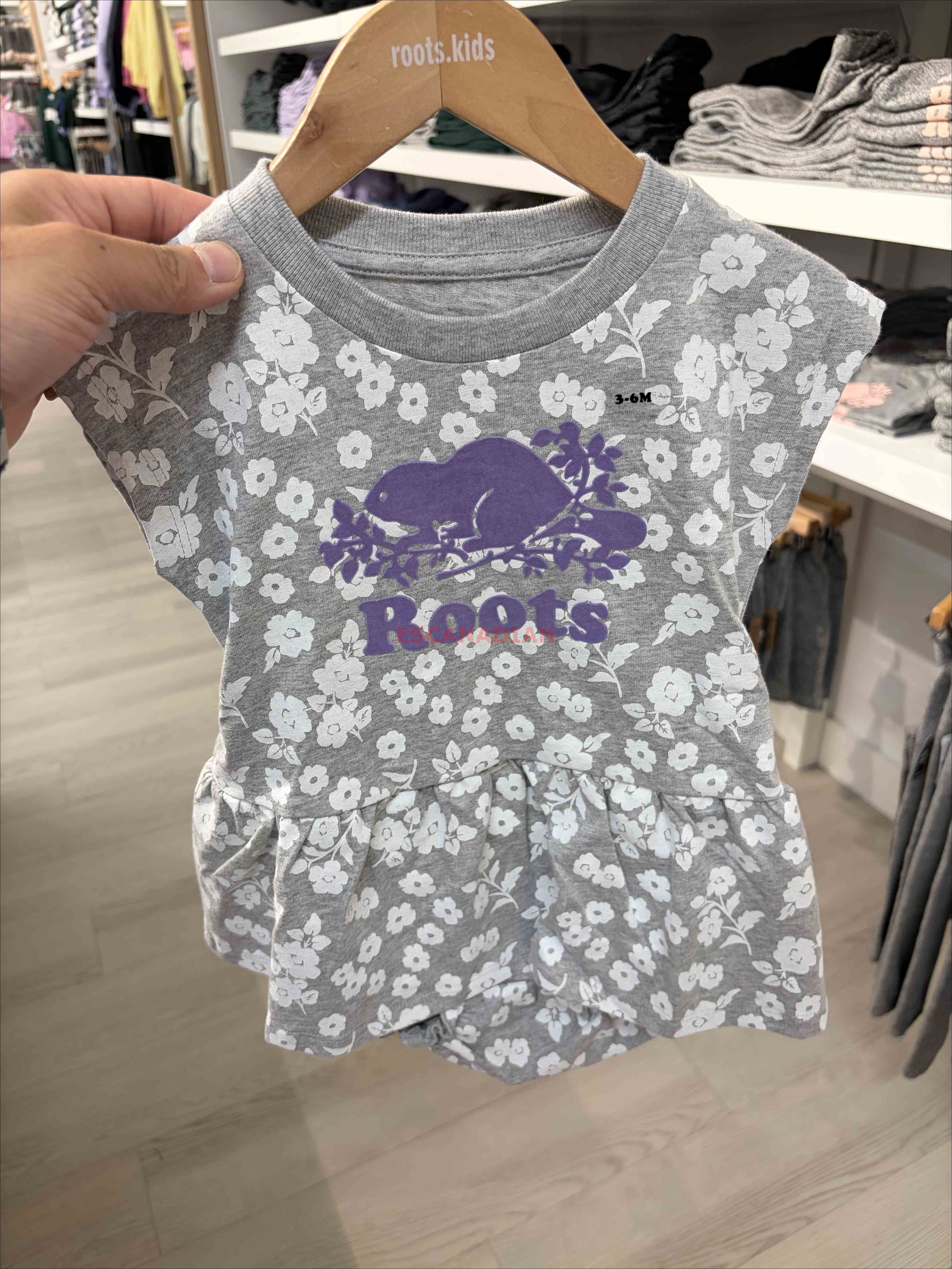 Baby ROOTS 經典款 滿版 海狸 洋裝 (附安全褲)