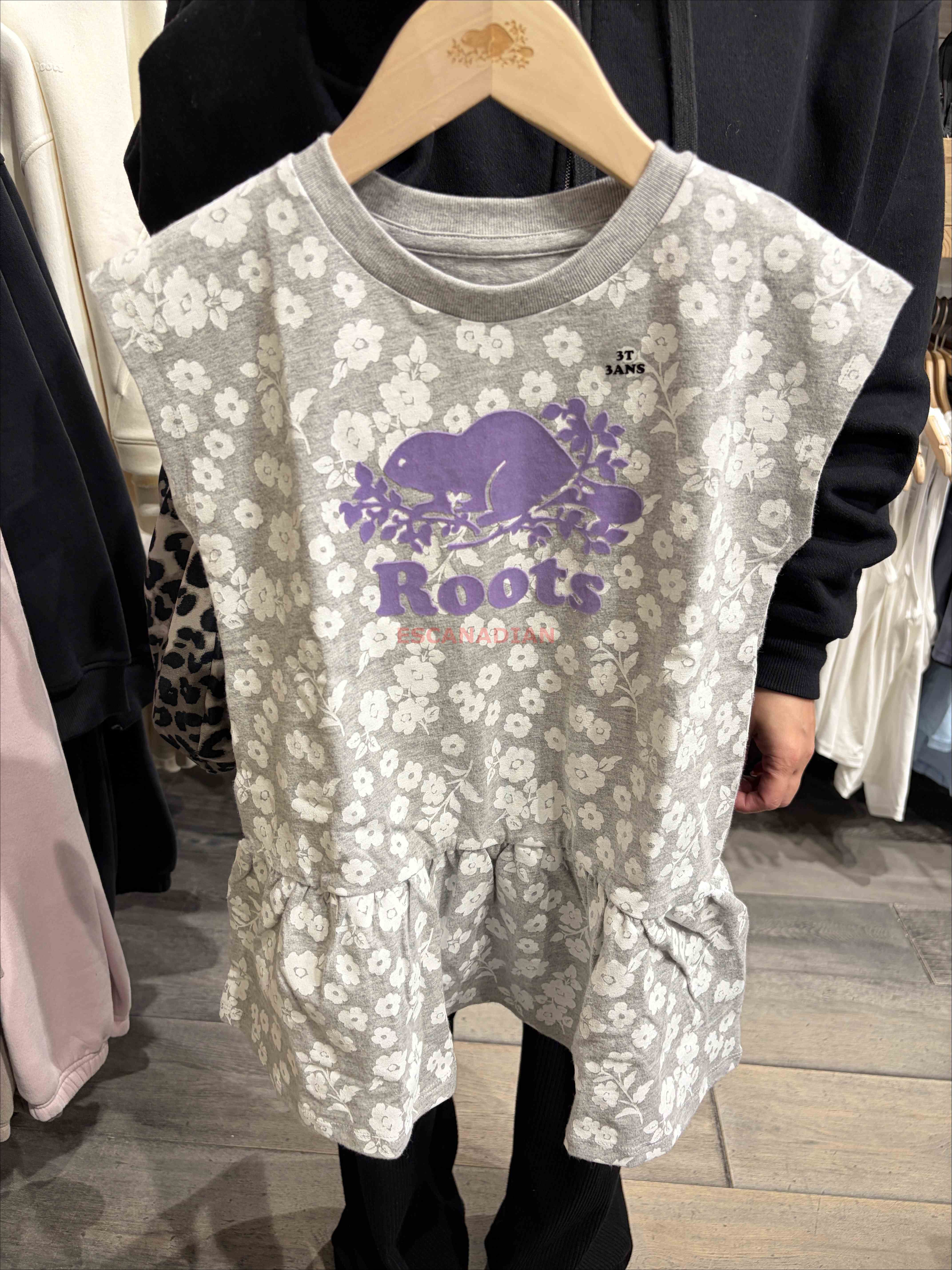 ROOTS 小女童 經典款 滿版 海狸 洋裝