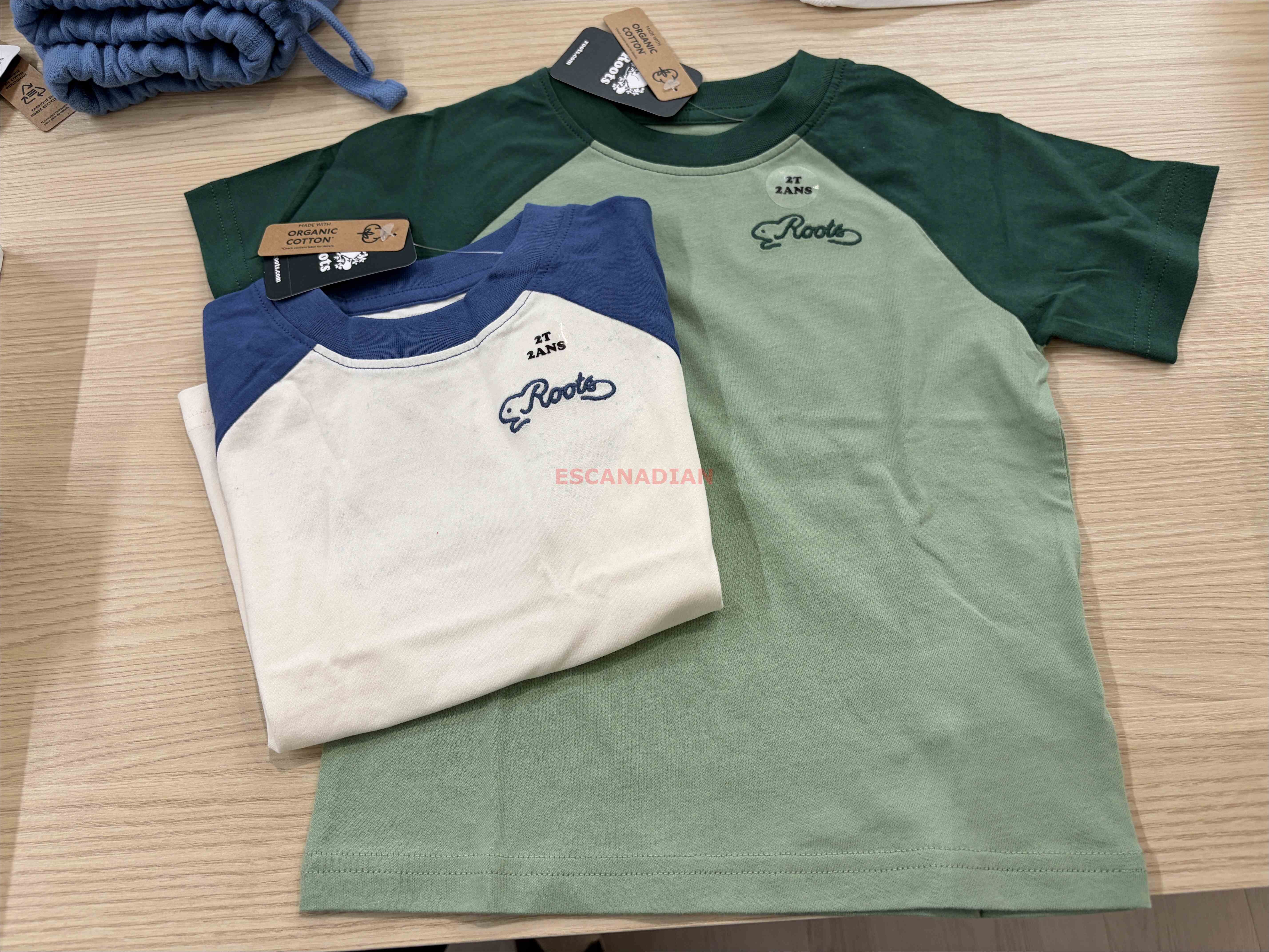 ROOTS 小男童 刺繡海狸字樣 棒球袖 短TEE (2色)