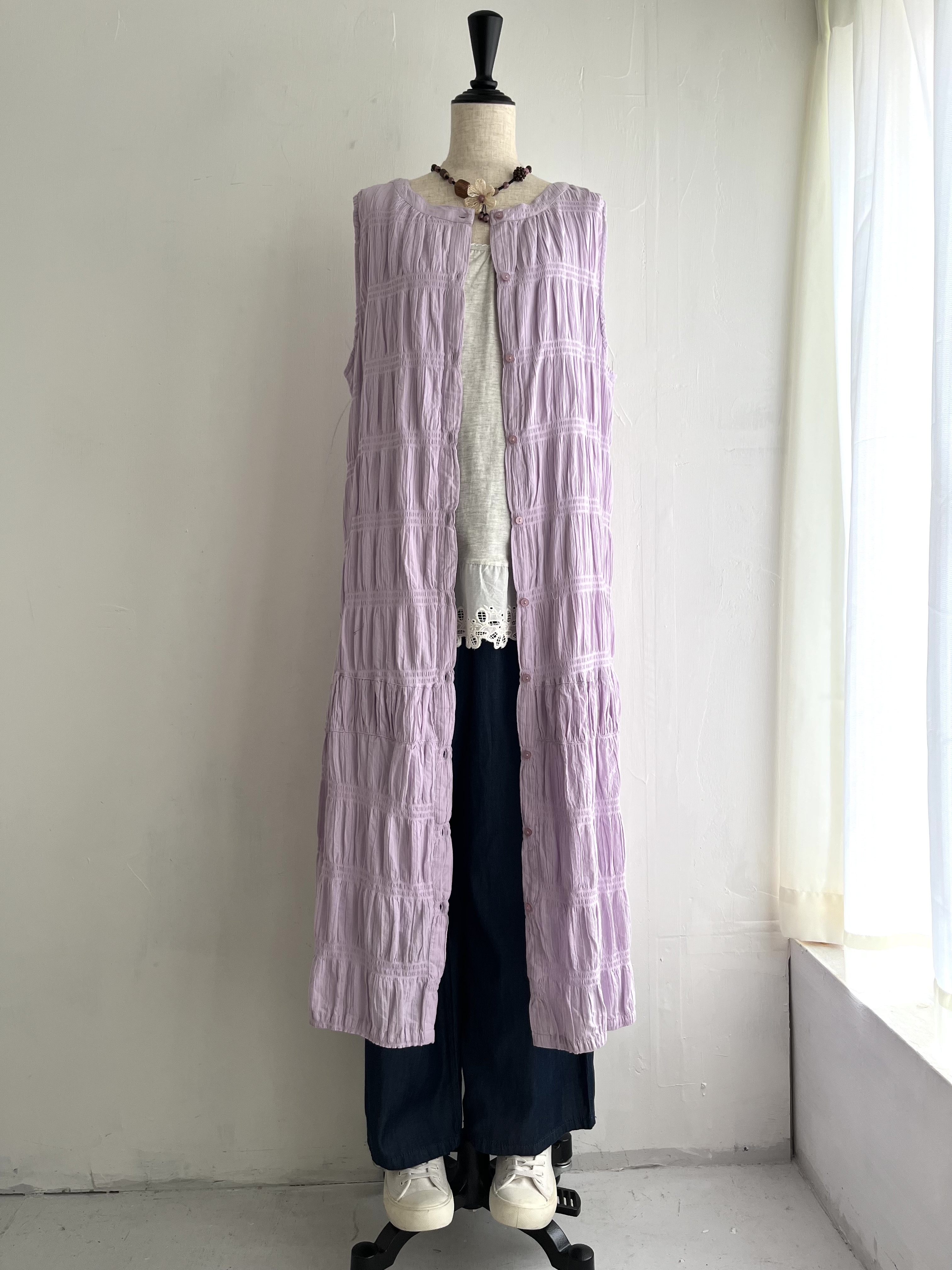 LUPIIEN粉紫色皺皺布背心ops2way