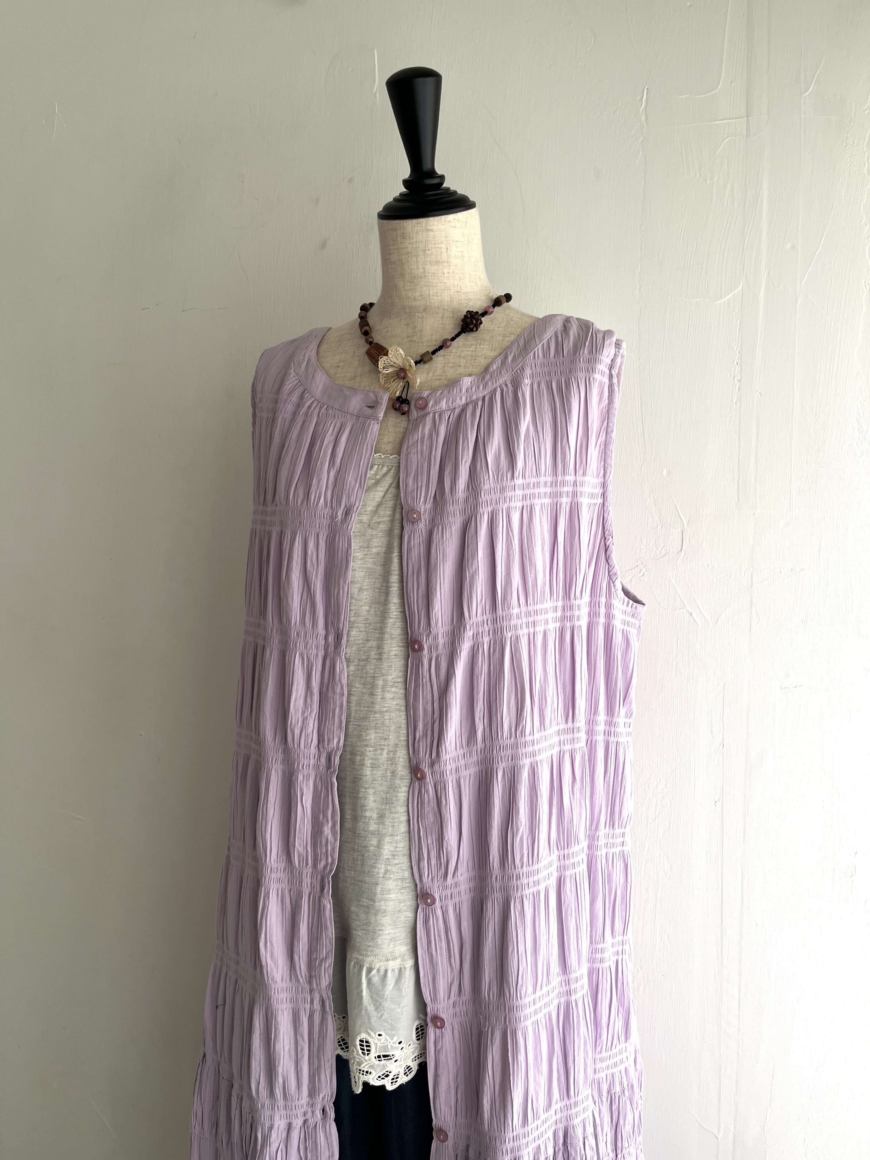 LUPIIEN粉紫色皺皺布背心ops2way