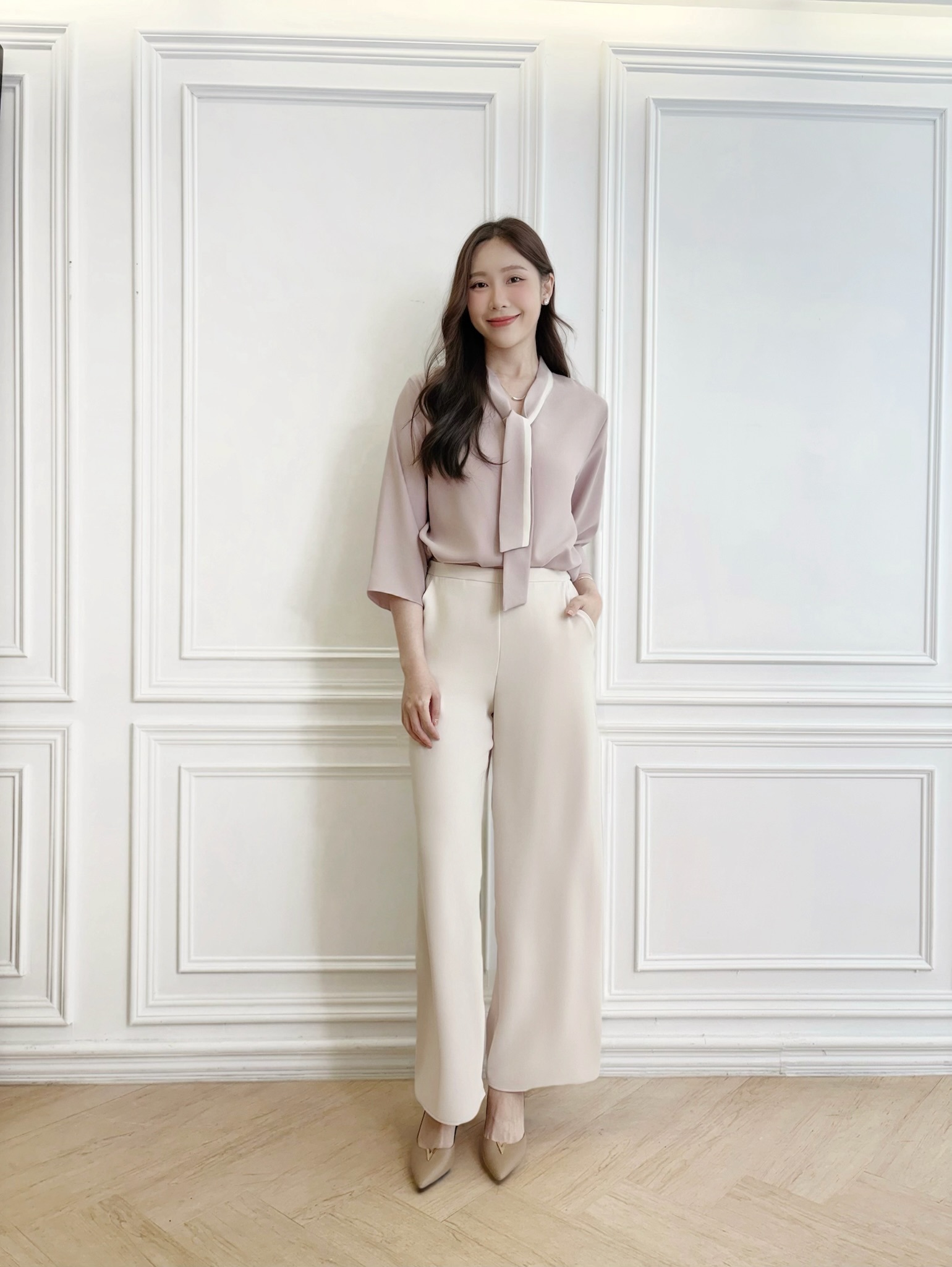 質感滑料直筒褲