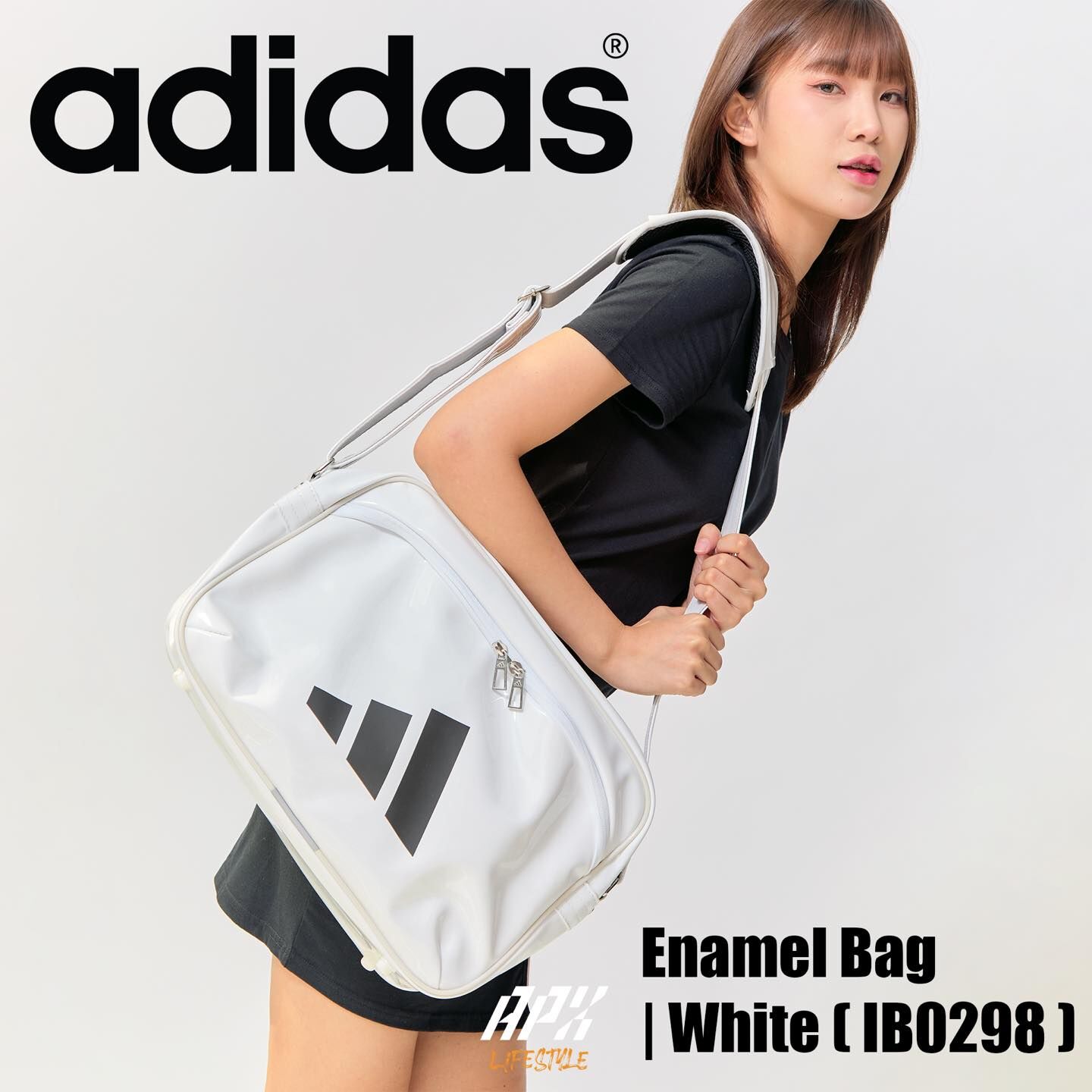 【預購】J0403605  adidas漆皮運動袋｜23L容量｜耐用防水｜白色 BUZ85 IB0299