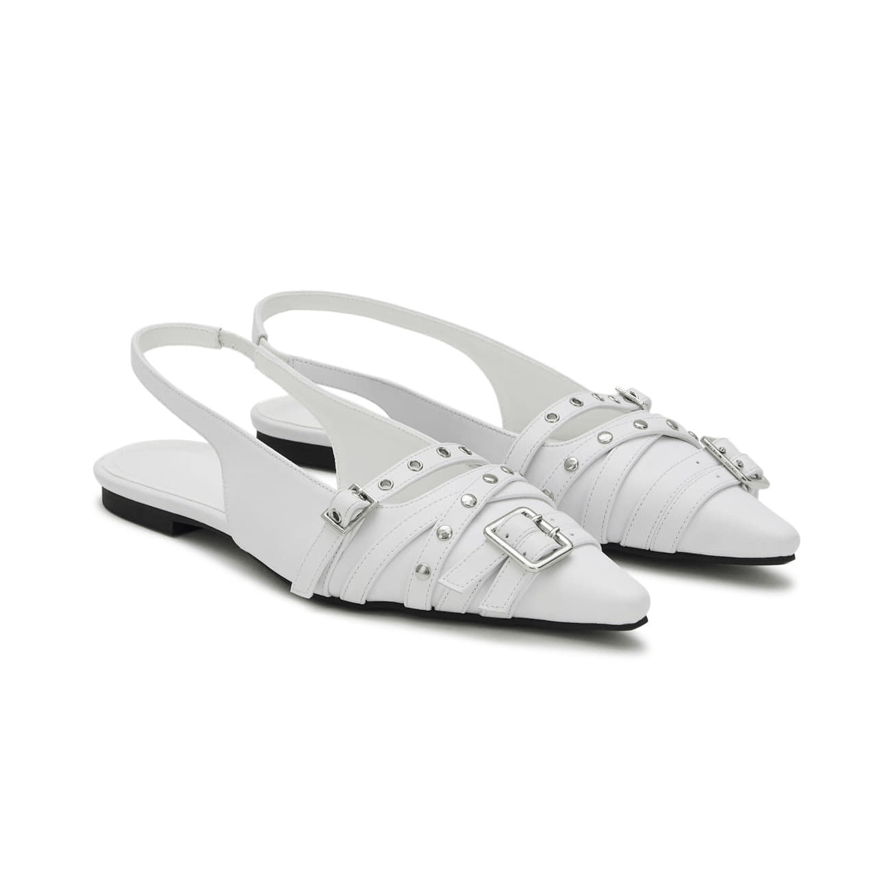 DEINET｜BUCKLE STUD AND EYELET SLINGBACKS [3 colors]