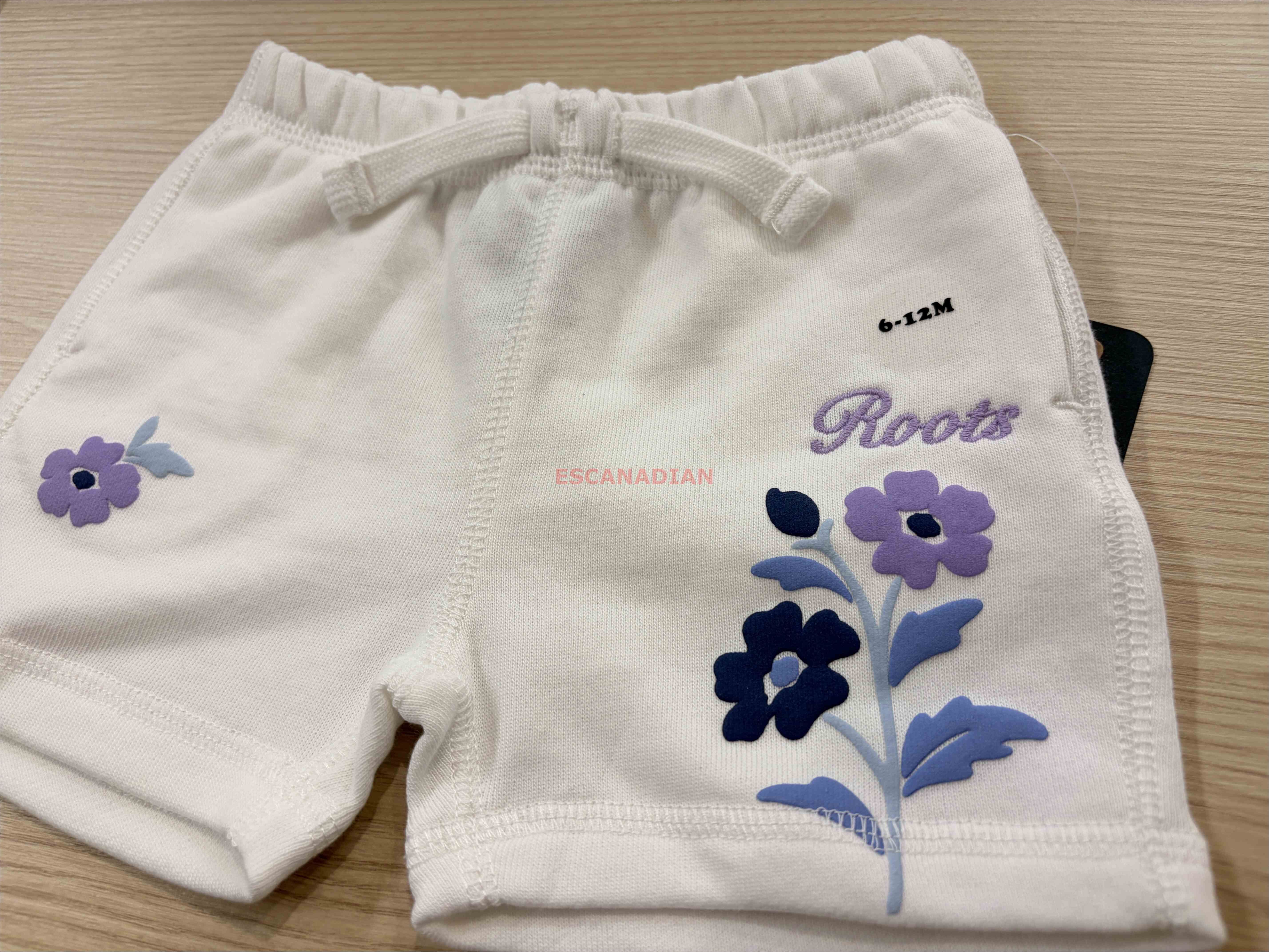 ROOTS 小男童/Baby 花卉圖案 刺繡小字樣 棉褲