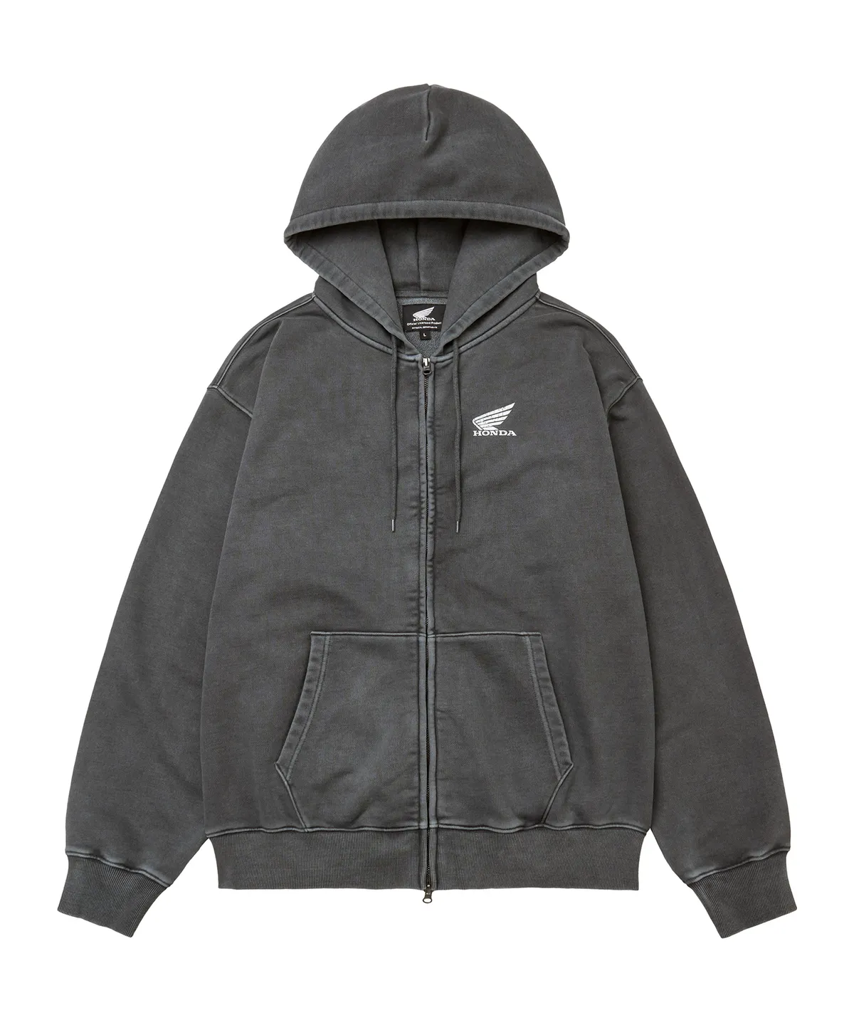 【代購】HONDA Pigment 刷舊字母Logo 連帽拉鍊外套 復古水洗帽T外套