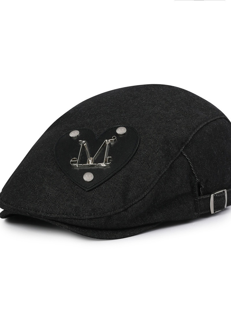 【 4/19收單 】MUCENT  愛心金屬徽章丹寧貝雷帽 韓國