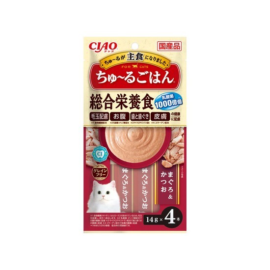 CIAO 綜合營養食 吞拿魚+鰹魚醬(14gx4支裝)