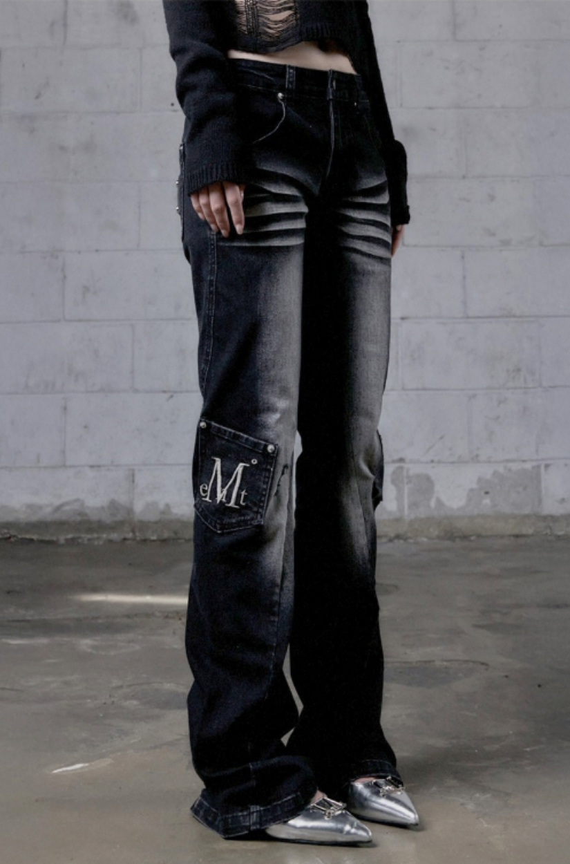 【 4/19收單 】MUCENT 水洗丹寧喇叭褲 韓國