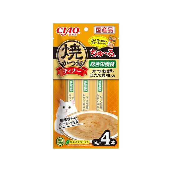 CIAO 烤鰹魚晚餐系列 鰹魚片+扇貝醬(14gx4支裝)