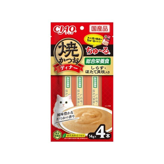 CIAO 烤鰹魚晚餐系列 白身魚+扇貝醬(14gx4支裝)