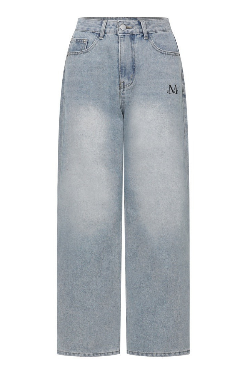 【 4/19收單 】MUCENT NOVA 滿版LOGO淺色牛仔褲 韓國