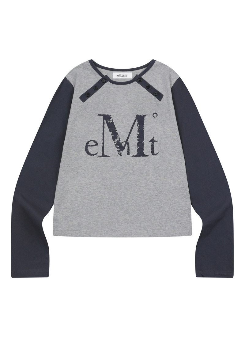 【 4/19收單 】MUCENT 斜襟亨利領撞色長袖 T恤 韓國