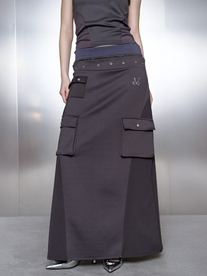 【 4/19收單 】MUCENT 金屬環機能工裝長裙 韓國