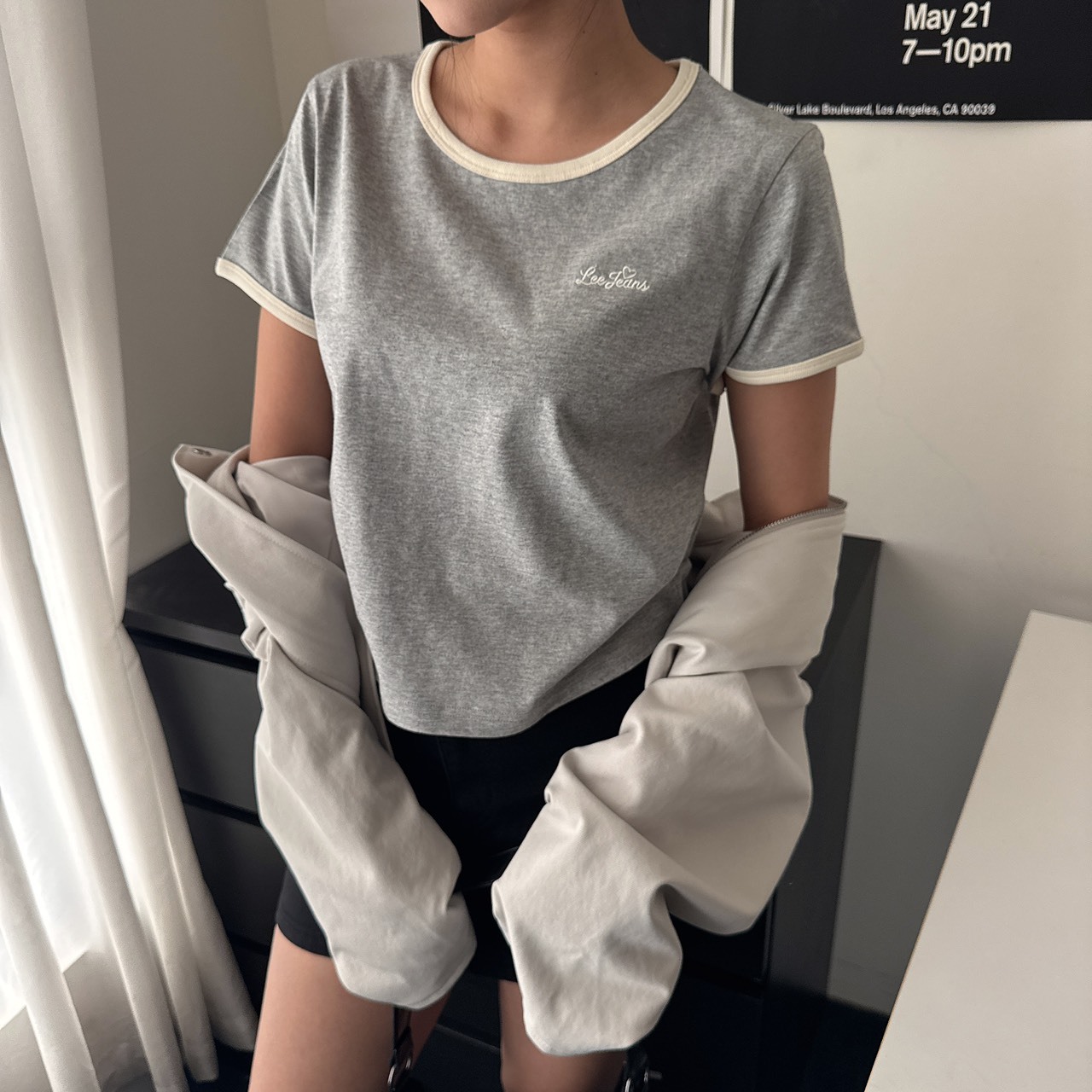 （現貨） 韓牌 LEE 草寫愛心logo 滾邊 短版 短T LE2602ST65