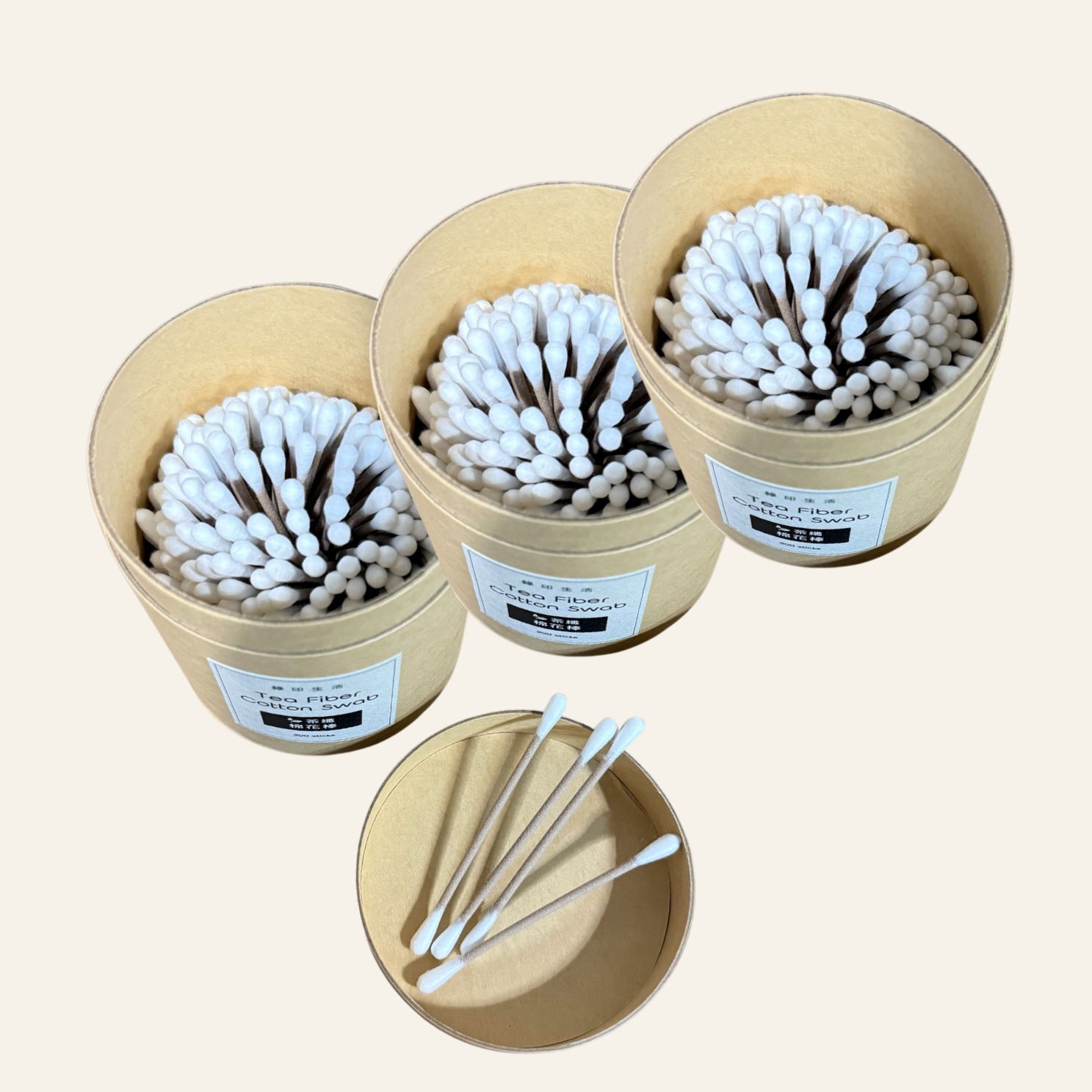 （定期購）【綠印生活】茶纖維棉花棒 600支｜超強韌性 · 永續潔淨