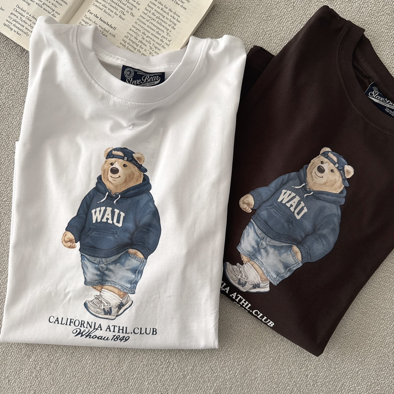 （現貨）韓牌 who a u 帽T小熊 短T WHRPG2421U