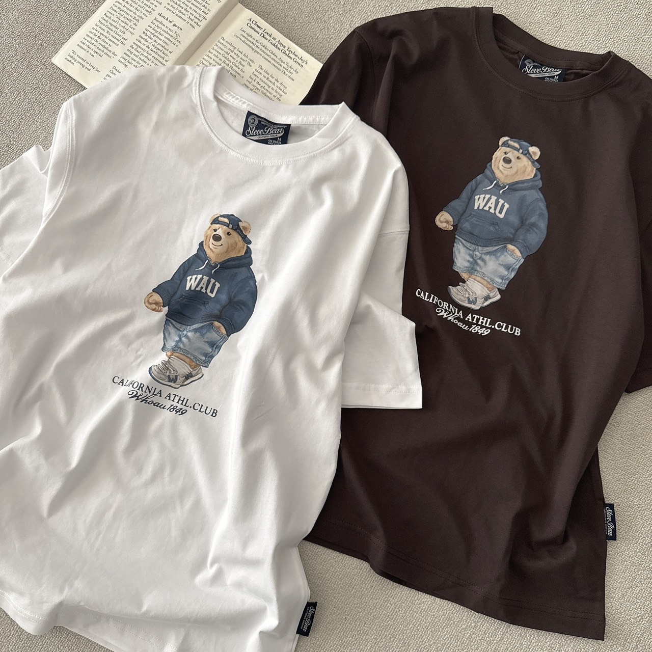 （現貨）韓牌 who a u 帽T小熊 短T WHRPG2421U