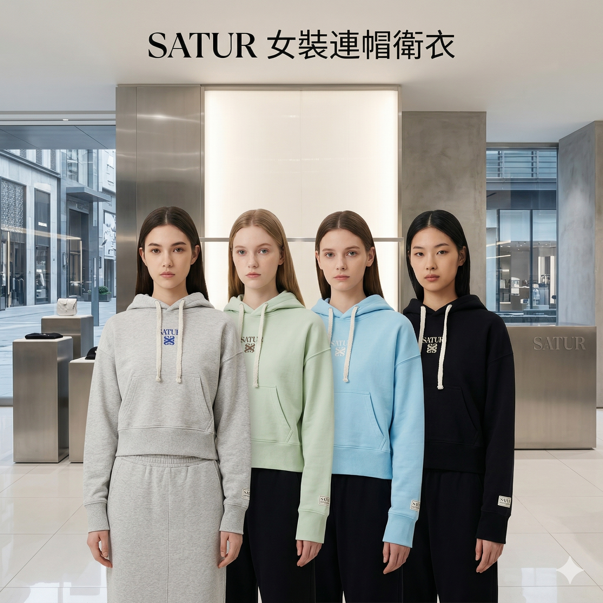 【直播】SATUR LX040217 女裝連帽衛衣