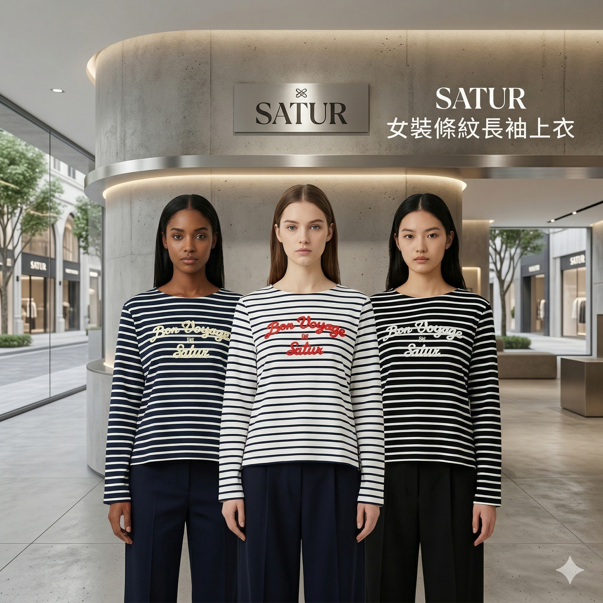 【直播】SATUR LX040223 女裝條紋長袖上衣